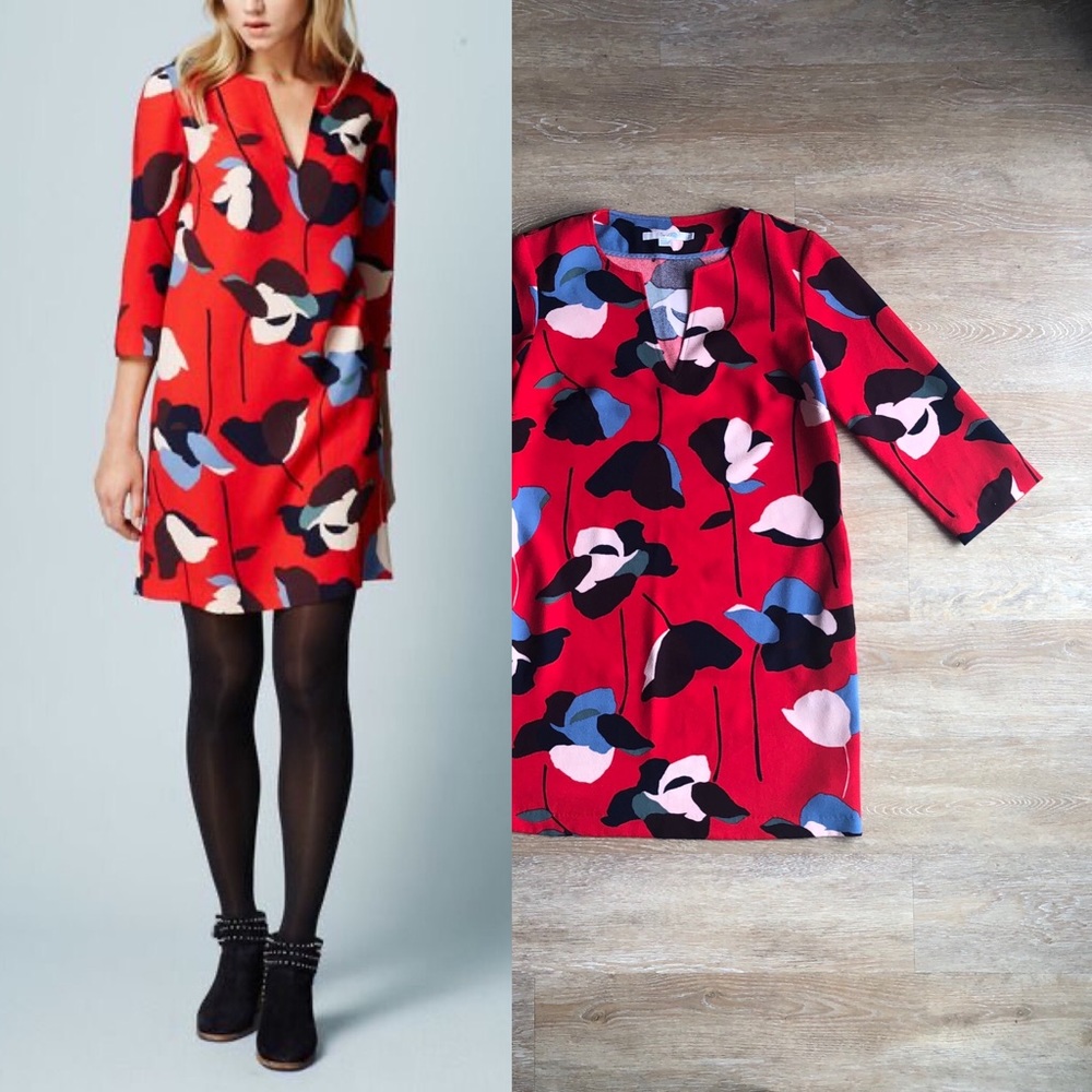Boden “Easy Notch” Tunic in Red Collage